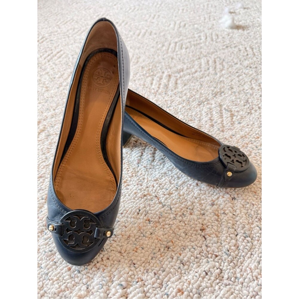 Tory Burch Black Napa Leather Gabriel Pump Size 8